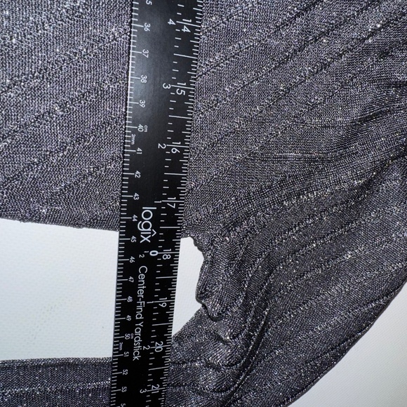 Banana Republic METALLIC RIBBED Thin SWEATER TOP Sparkle holiday L New - Picture 6 of 10